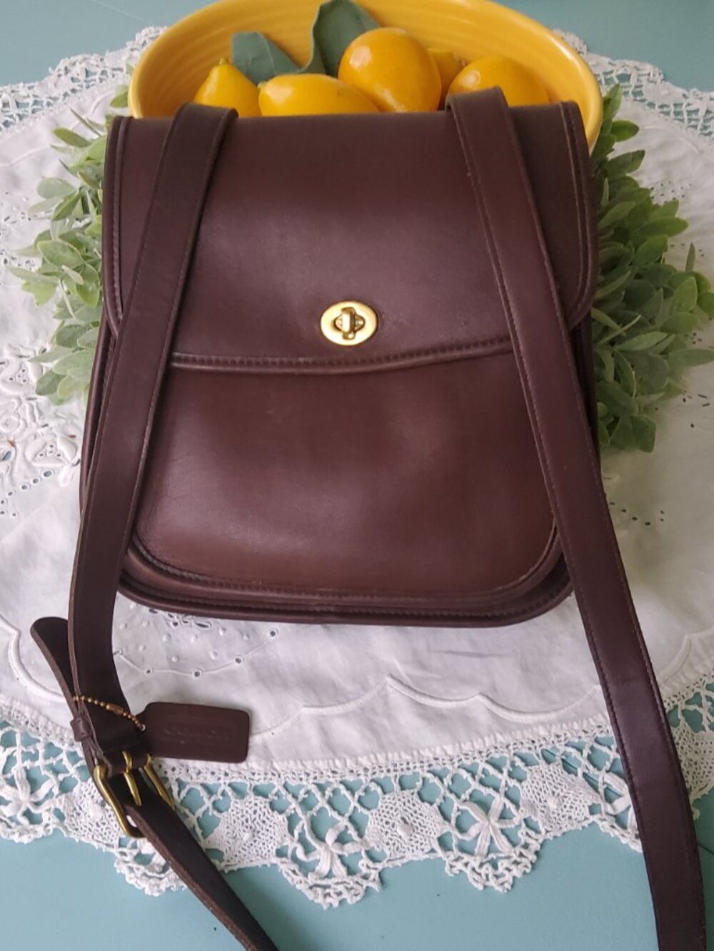 Vintage Coach Large Sidepack in Mahogony 9979 + Hangtag
